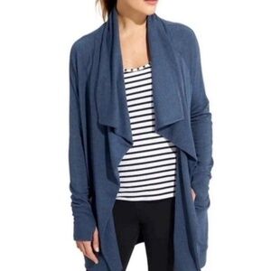 Athleta Studio Yoga Wrap Medium Magnetic Closure Cardigan Navy